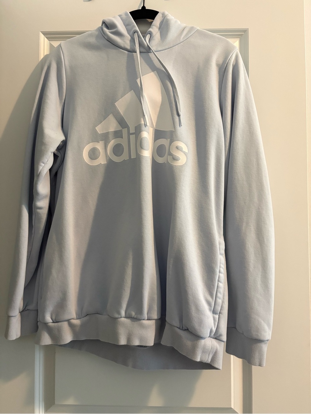 adidas Light Blue Pullover Hoodie with White Logo